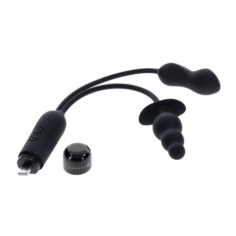 Double Motor Anal Plug and Mini Vibe Rechargeable Toy Black Butt Plugs - Vibrating