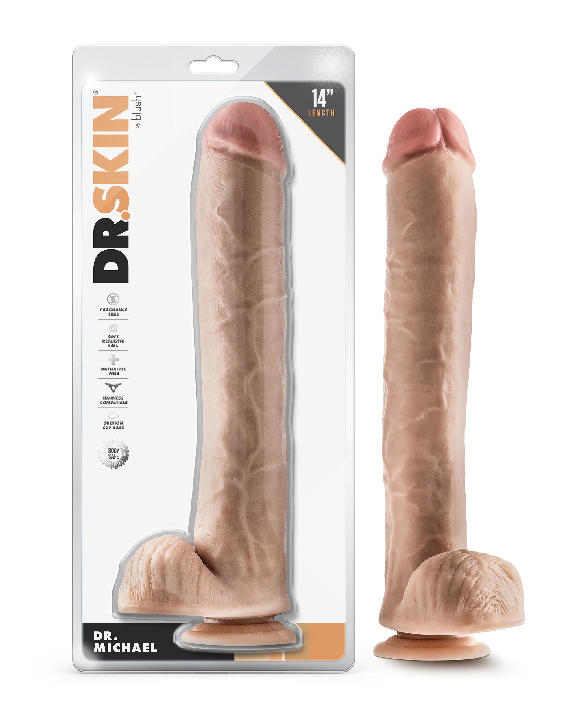 Dr. Skin - Dr. Michael - 14 Inch Dildo With Balls - Beige Dongs Realistic