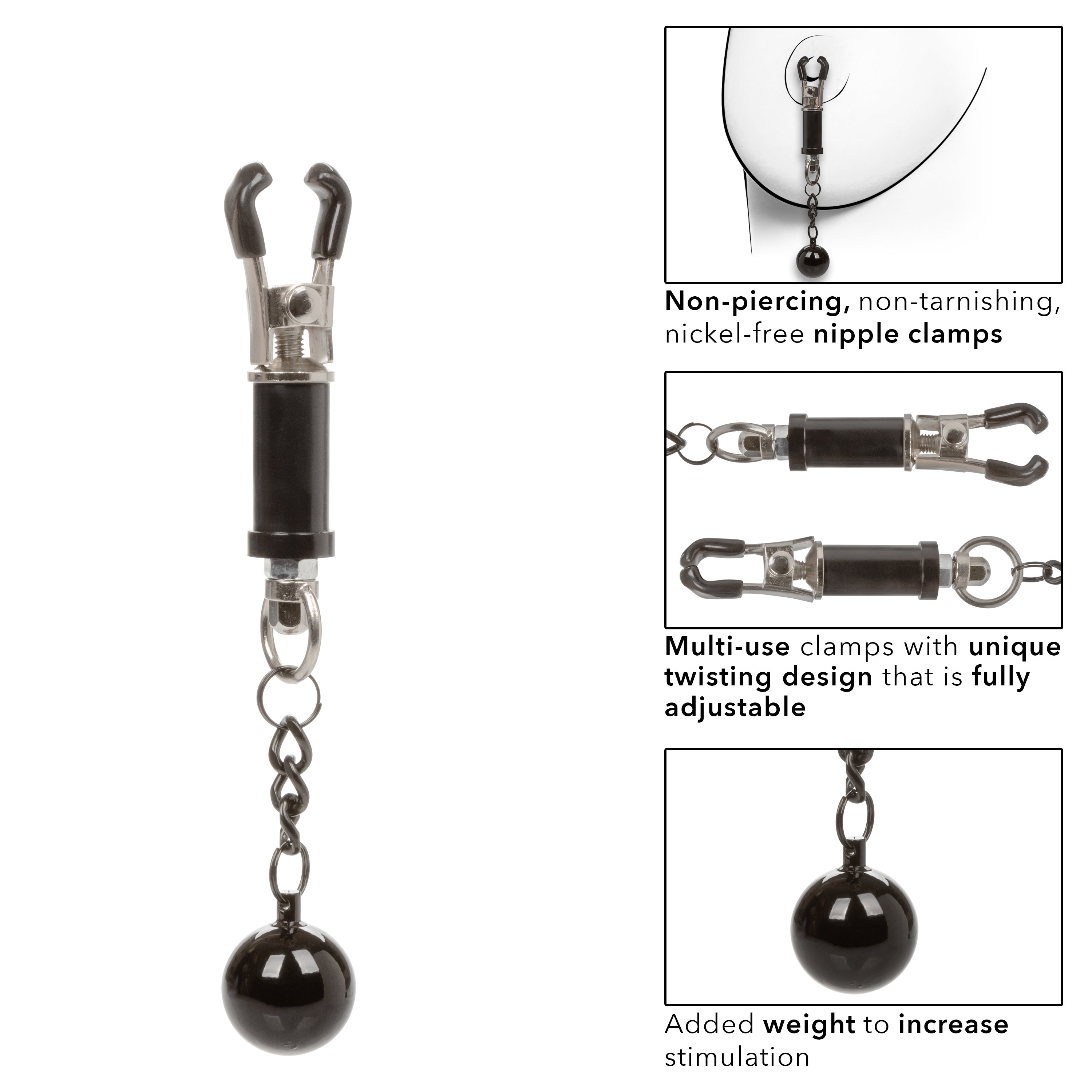 Nipple Grips Weighted Twist Adjustable Nipple Clamps – Unique Twisting Design Clamps > Sex Toys > Nipple Clips