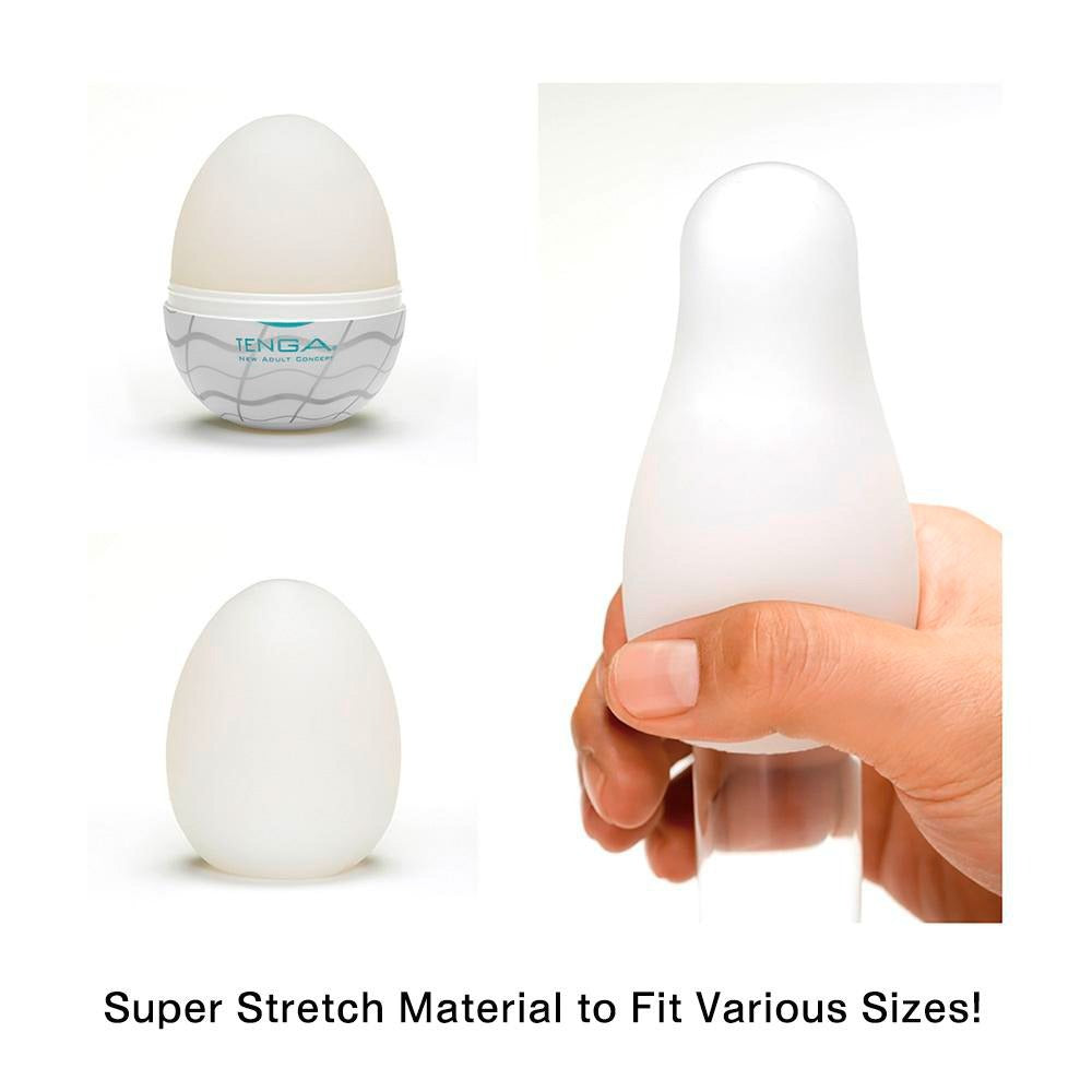 Tenga Wavy 2 Egg Ribbed Male Masturbator Pocket Sleeve Strokers - Cup|Egg