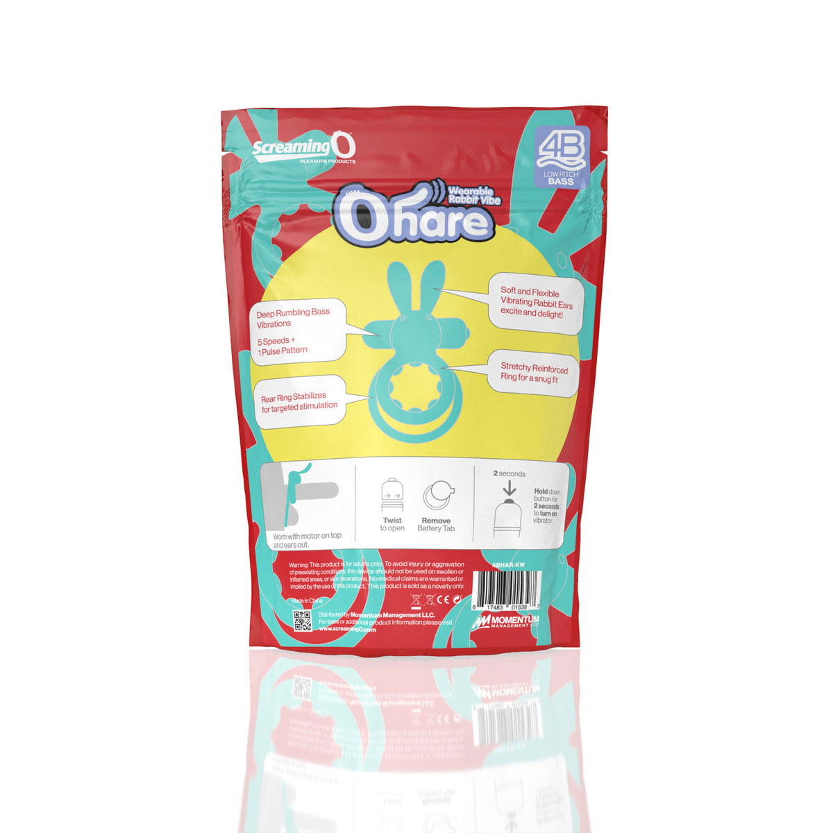 Ohare 4B Low Pitch Bass Double Ring Stretch Silicone Rabbit Vibrator Sleeve > Sex Toys > Couples Toys