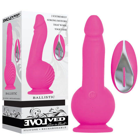 Evolved Ballistic 19 cm USB Rechargeable Vibrating Dong with Remote Pink DONGS Vibrating