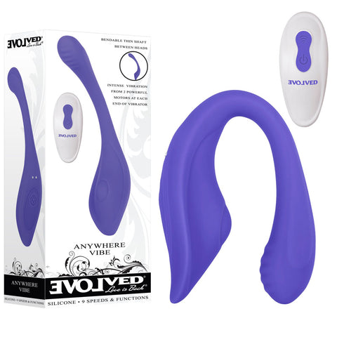 Evolved Anywhere Vibe USB Rechargeable Flexible Vibrator with Remote Purple Couples Toys
