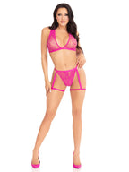 2 Pc Deep-V Lace Bra Top and Panty Set (Magenta) – Lingerie > Clothes > Bra Sets