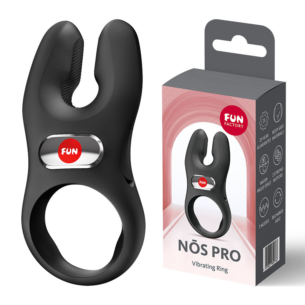 Fun Factory NŌS Pro – USB-C Rechargeable Silicone Vibrating Cock Ring Black > Cock Ring > Vibrating
