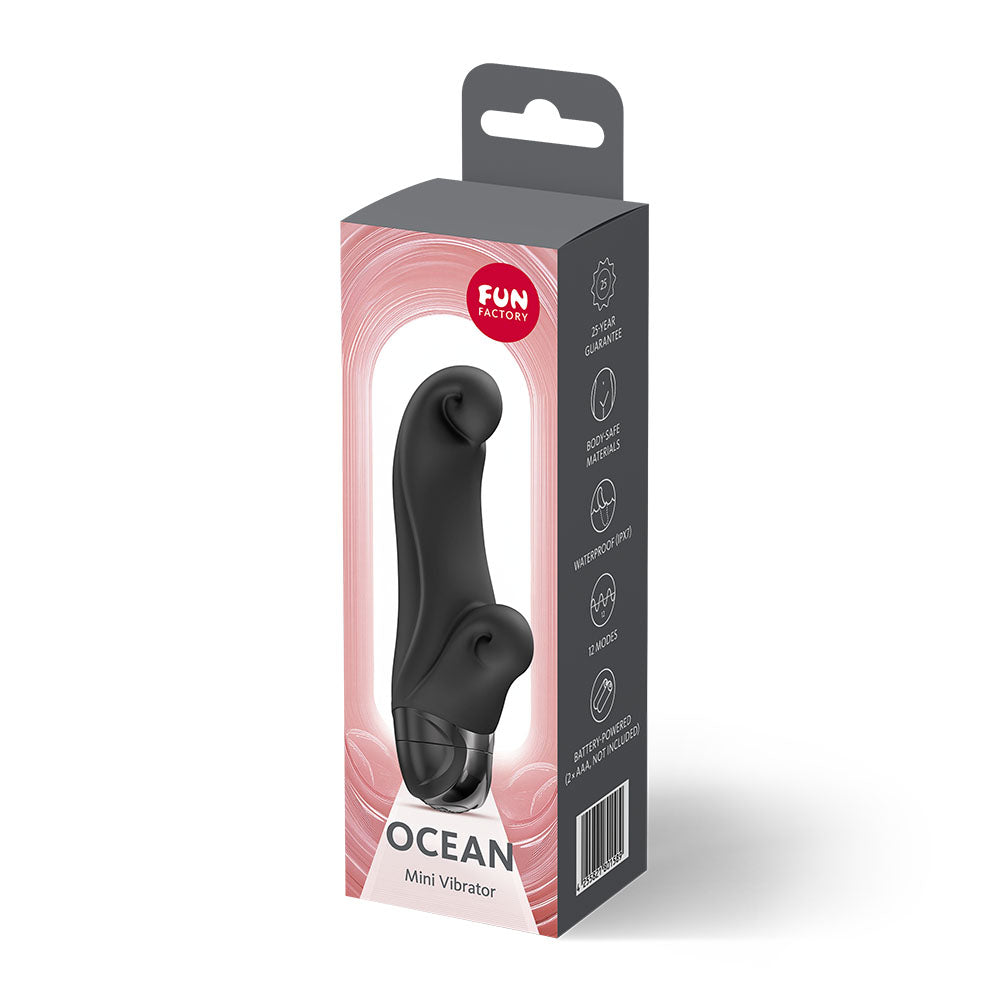 Fun Factory Ocean 14.5 cm Compact Ergonomic Vibrator with Clitoral Stimulator > Vibrators > Standard Vibrators