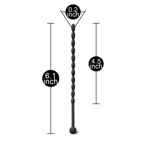 6 Inch Black Silicone Beaded Penis Sound Plug Sounding Rods