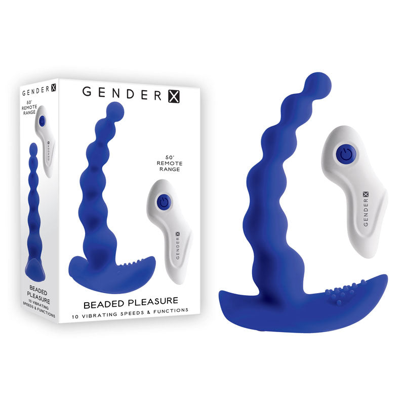 Gender X Beaded Pleasure - 11.4 cm Vibrating Anal Beads Blue GENDER EXPRESSION