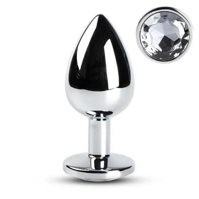 Large Metal Anal Plug With Clear Crystal Default Title > Anal Range > Jewel Butt Plugs