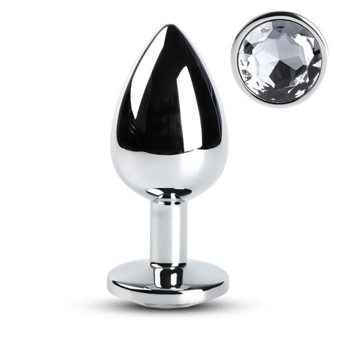 Large Metal Anal Plug With Clear Crystal Default Title > Anal Range > Jewel Butt Plugs