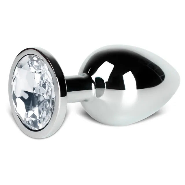 Large Metal Anal Plug With Clear Crystal > Anal Range > Jewel Butt Plugs