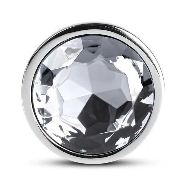 Large Metal Anal Plug With Clear Crystal > Anal Range > Jewel Butt Plugs