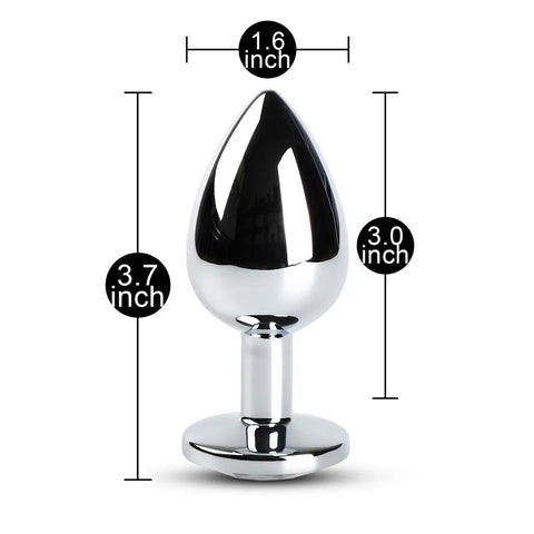 Large Metal Anal Plug With Clear Crystal > Anal Range > Jewel Butt Plugs