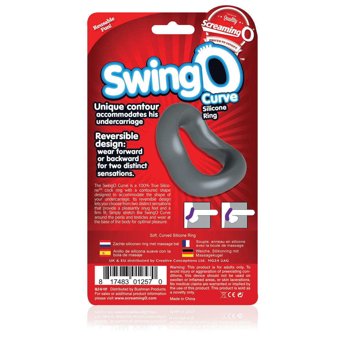 Swingo Curve Reversible True Silicone Stretchable Cock Ring > Cock Ring > Single