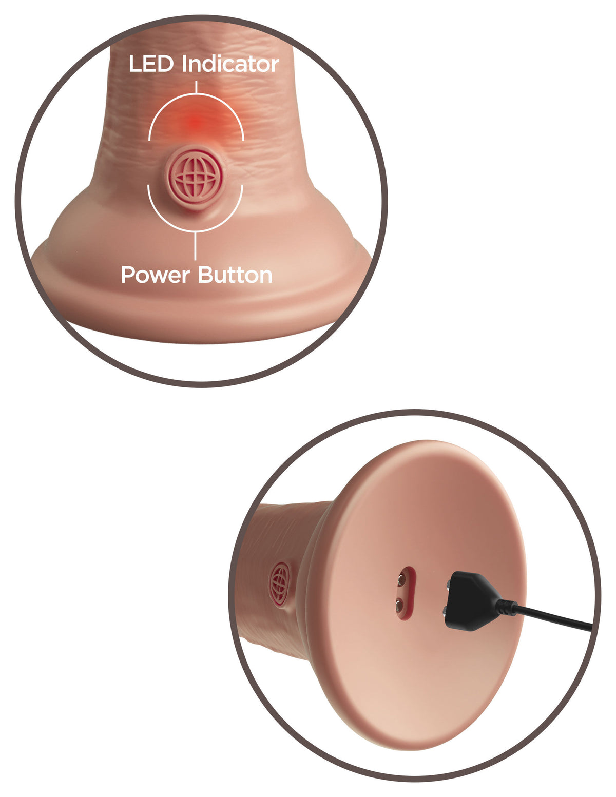 King Cock Elite 6 Inch Vibrating Silicone Dual Silicone Dual Density Cock - Light Beige Dongs Realistic