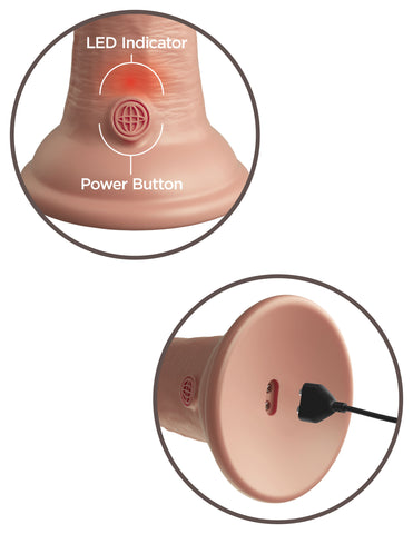 King Cock Elite 6 Inch Vibrating Silicone Dual Silicone Dual Density Cock - Light Beige Dongs Realistic