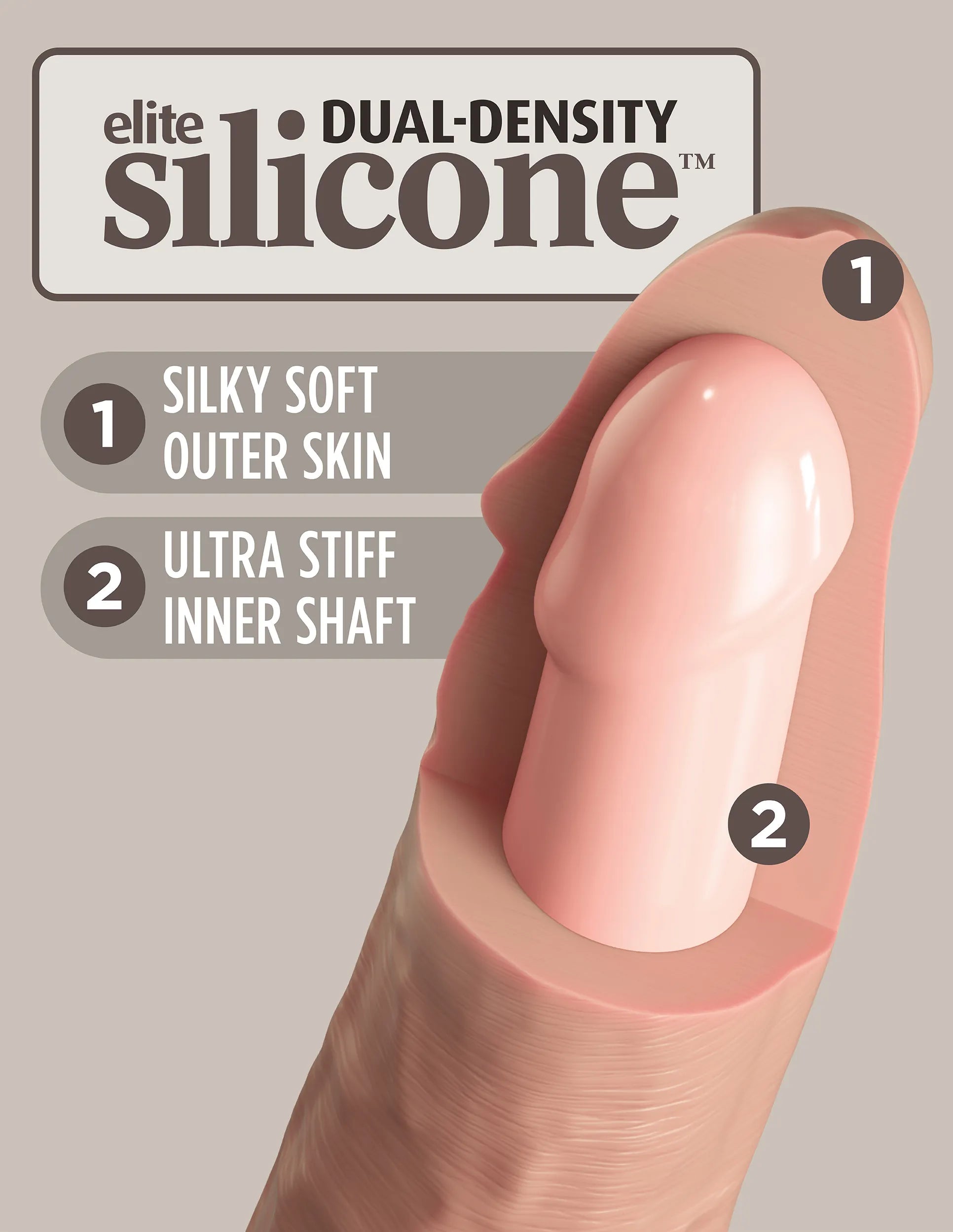 King Cock Elite 9 Inch Dual Density Silicone Rechargeable Vibrating Dildo With Remote Secondary image