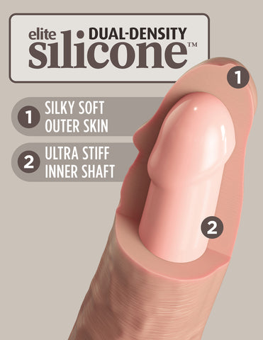 King Cock Elite 9 Inch Vibrating Silicone Dual Density Cock With Remote - Light Beige Dongs Realistic