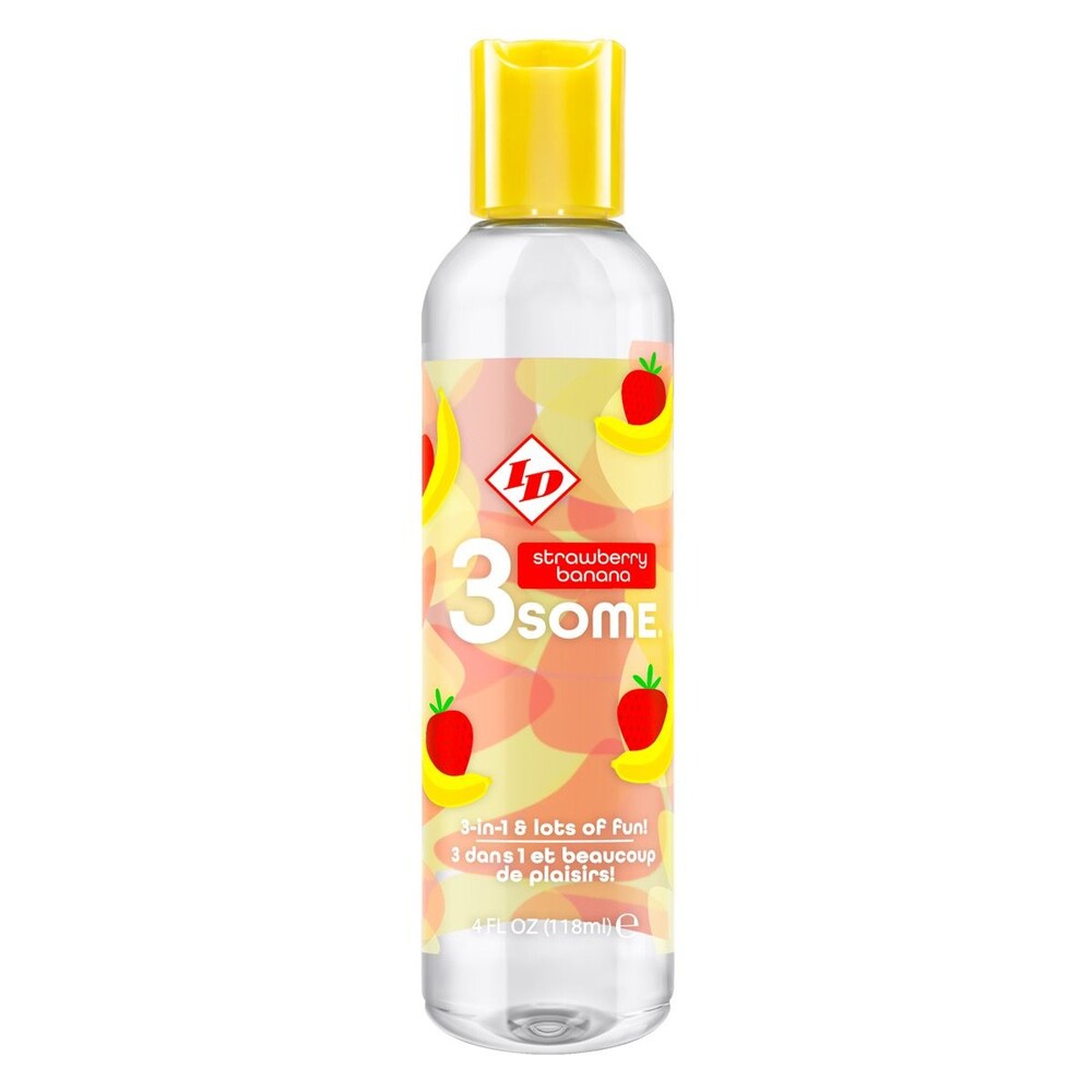 ID 3some Strawberry Banana Flavored Lubricant – 118ml Triple-Use Lubricant > Lube > Flavoured Main image