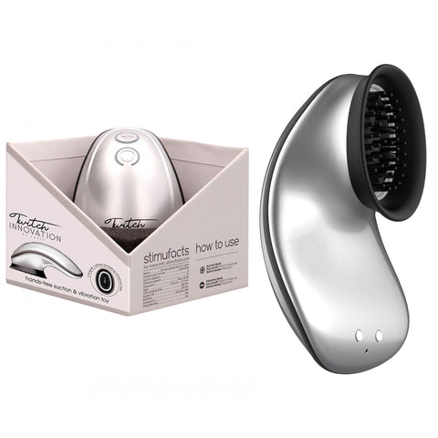 Twitch 1 Stimulator with Suction Silver Adult Sex Toy Silver STIMULATORS