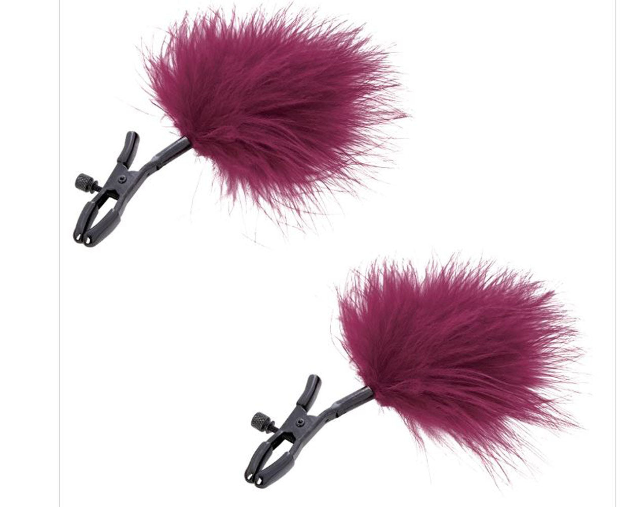Sex and Mischief Enchanted Burgundy Feather Adjustable Nipple Clamps > Sex Toys > Nipple Clips