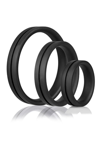 Screaming O Ringo Pro X3 Silicone Cock Ring Trio Pack Black COCK RING Set