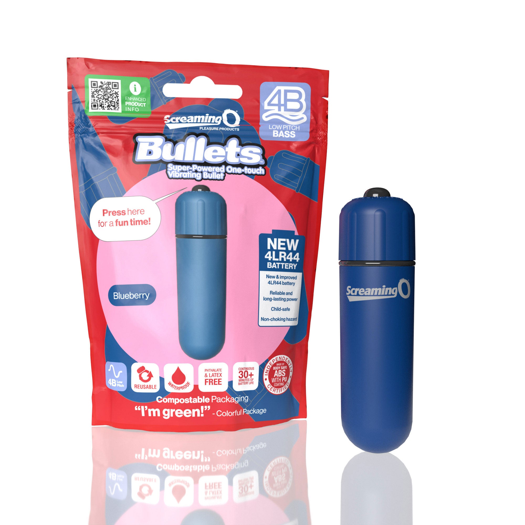 Screaming O Bullets 4B – Low Pitch Bass Vibrator with 4LR44 Batteries and Silky Finish > Vibrators > Mini Vibrators