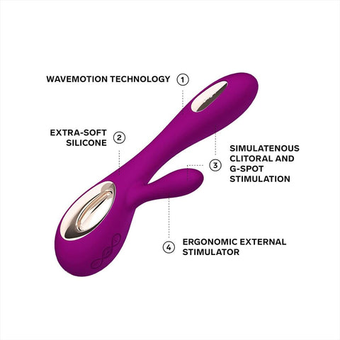 Lelo Soraya Wave Rose Dual Waterproof Rechargeable Vibrator VIBRATORS-RABBIT