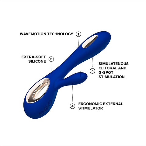Lelo Soraya Wave Dual Action Vibrator Midnight Blue VIBRATORS-RABBIT