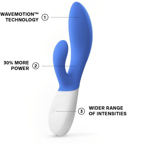 Lelo Ina Wave 2 Luxury Rechargeable Vibe Blue VIBRATORS-RABBIT