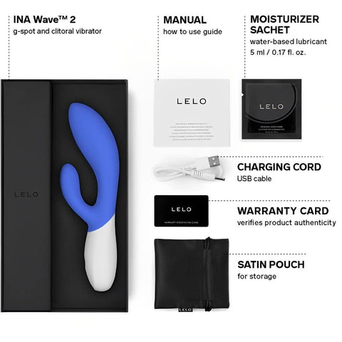 Lelo Ina Wave 2 Luxury Rechargeable Vibe Blue VIBRATORS-RABBIT