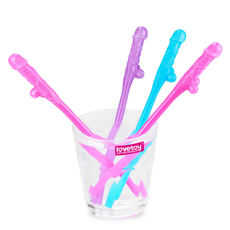 Lovetoy Pack of 9 Willy Straws (Blue, Pink, and Purple) – Novelty Party Straws > Novelties > Bachelor & Bachelorette Items
