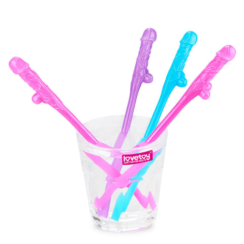Lovetoy Pack of 9 Willy Straws (Blue, Pink, and Purple) – Novelty Party Straws > Novelties > Bachelor & Bachelorette Items