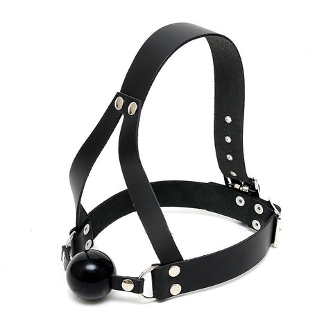Leather Ball Gag And Head Harness Default Title > Bondage Gear > Gags and Bits