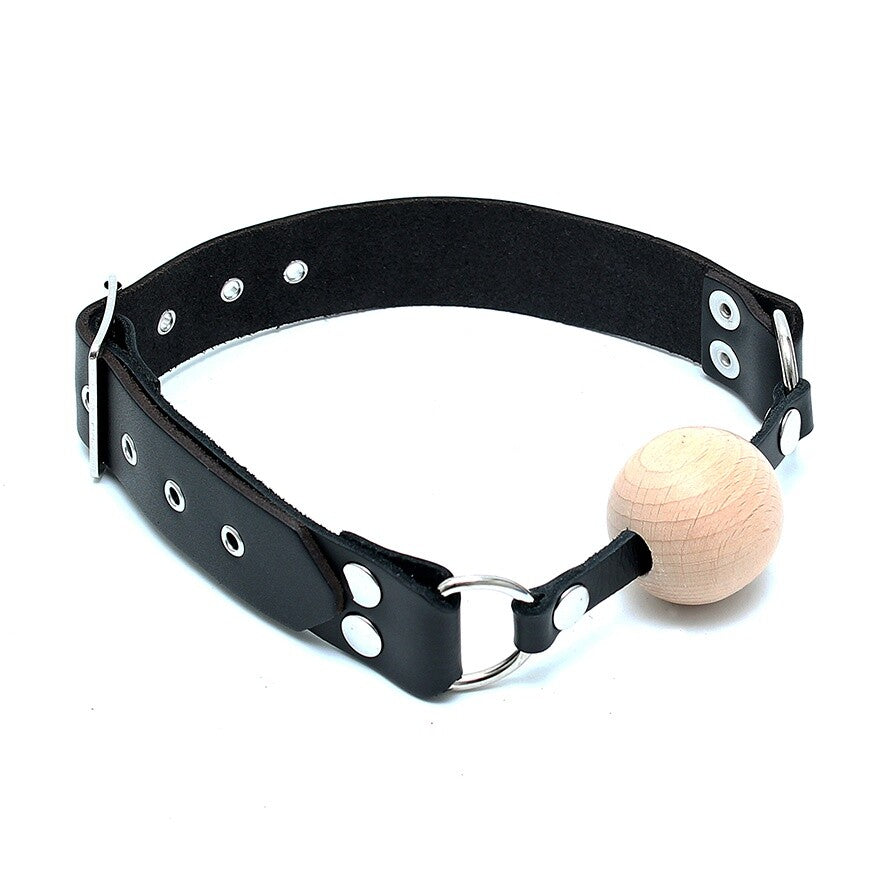 Leather Gag With Wooden Ball Default Title > Bondage Gear > Gags and Bits