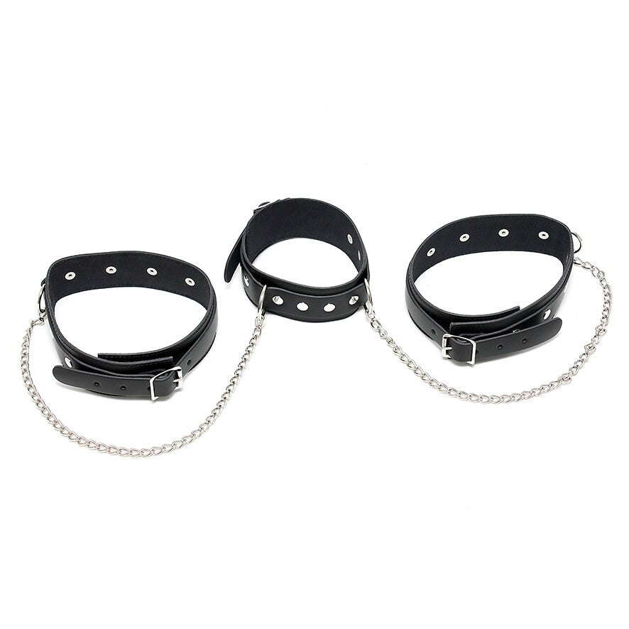 Leather Neck And Leg Chain Cuffs Default Title > Bondage Gear > Restraints