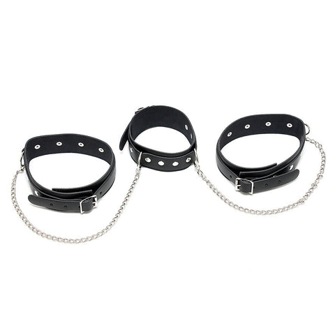 Leather Neck And Leg Chain Cuffs Default Title > Bondage Gear > Restraints