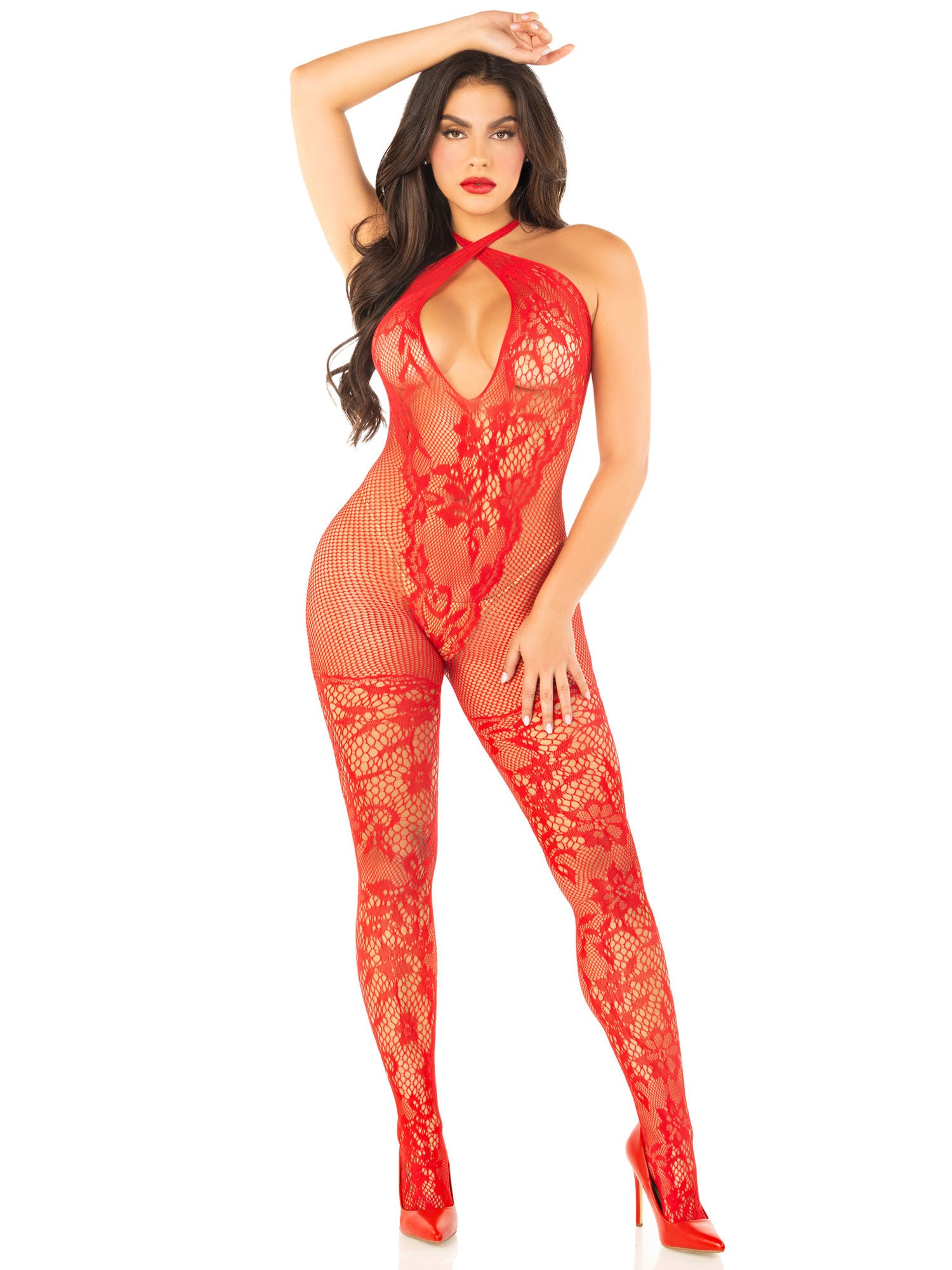Leg Avenue Black Seamless Net Lace Lingerie Jumpsuit Bodysuit > Clothes > Bodies and Playsuits