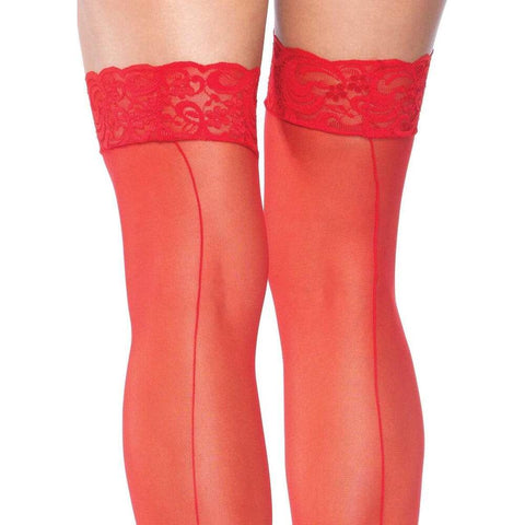Leg Avenue Sheer Stockings With Backseam Red UK 6 to 12 > Clothes > Stockings