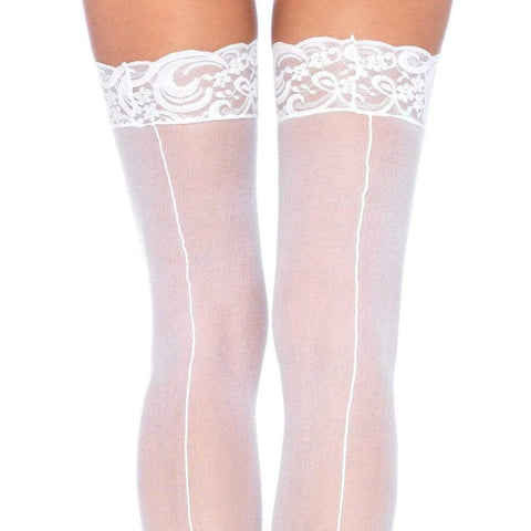 Leg Avenue Sheer Stockings With Backseam White UK 6 to 12 > Clothes > Stockings