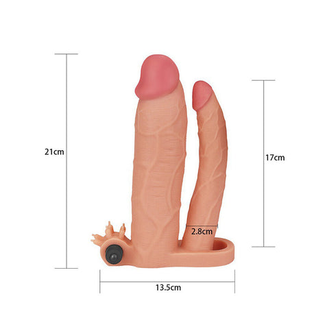 Lovetoy 3 Inch Vibrating Double Extender Flesh Pink > Realistic Dildos and Vibes > Double Dildos