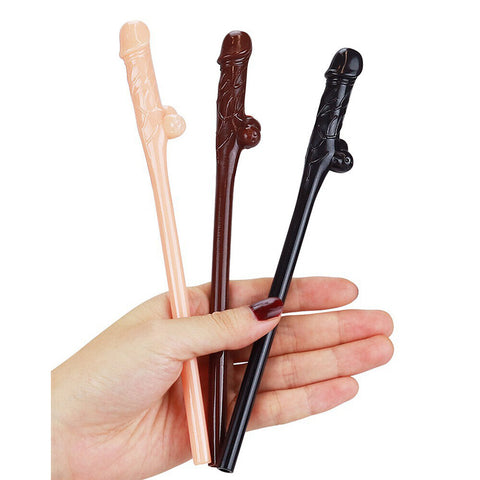 Lovetoy Pack Of 9 Willy Straws Black Brown And Pink Bachelor & Bachelorette Items