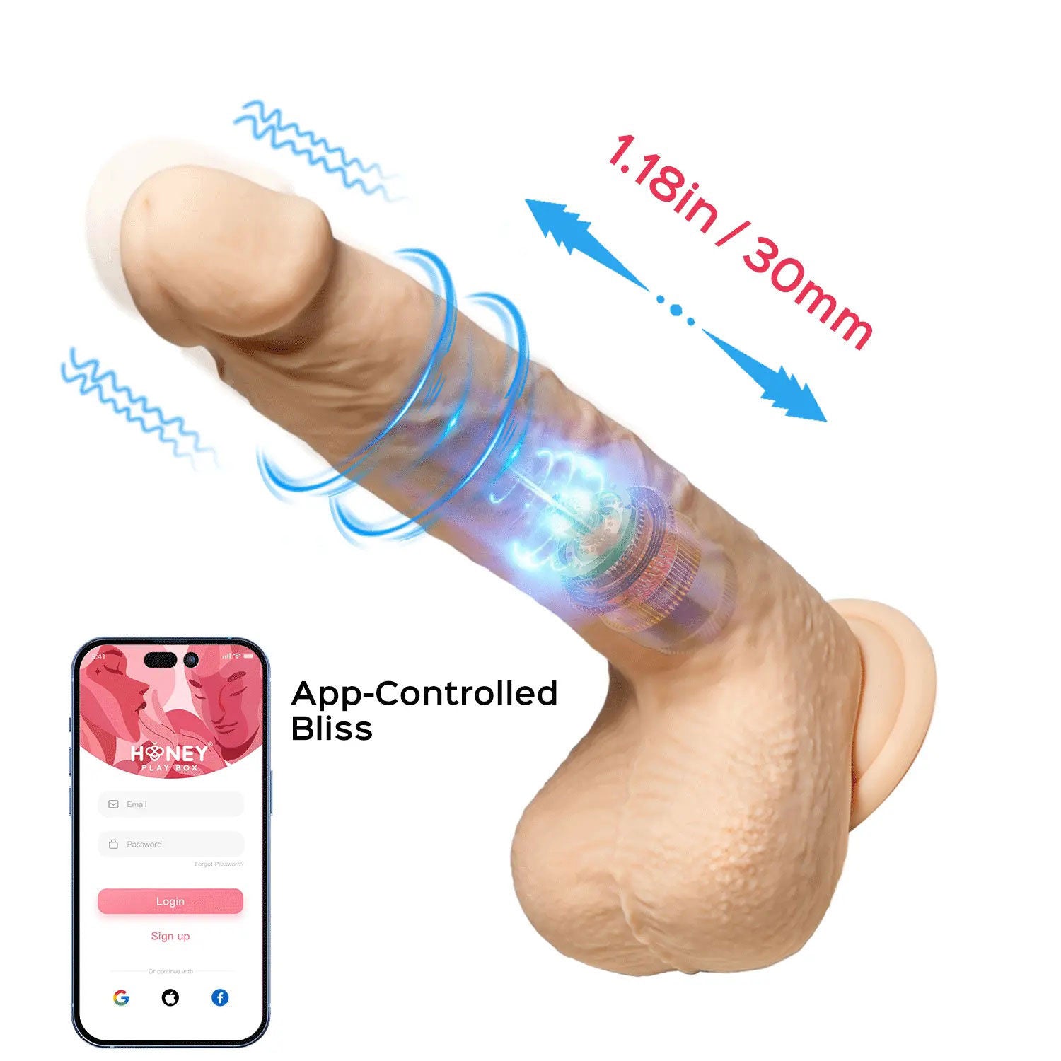 Luis Realistic Thrusting Dildo – App Controlled 8.5 Inch Silicone Toy > Dildos > Thrusting Dildos