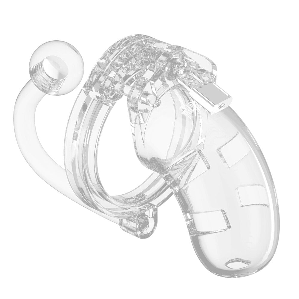 Man Cage 10 Male 3.5 Inch Clear Chastity Cage With Anal Plug Default Title > Bondage Gear > Male Chastity
