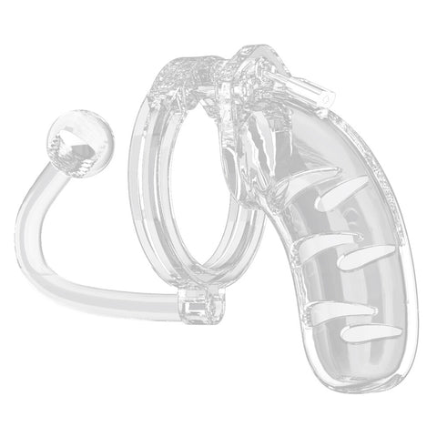 Man Cage 11 Male 4.5 Inch Clear Chastity Cage With Anal Plug Default Title > Bondage Gear > Male Chastity