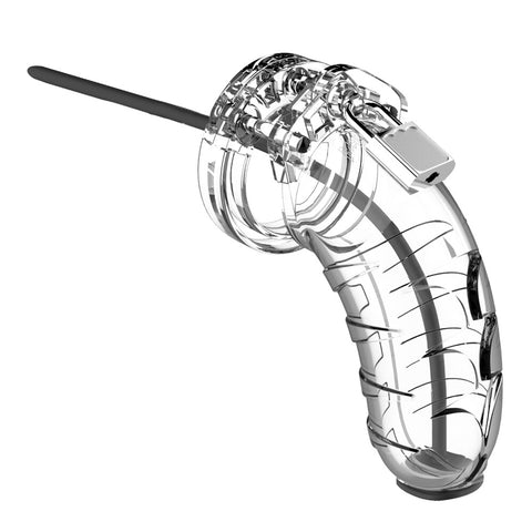 Man Cage 16 Male 4.5 Inch Clear Chastity Cage With Urethal Sound Default Title > Bondage Gear > Bondage Cock Rings