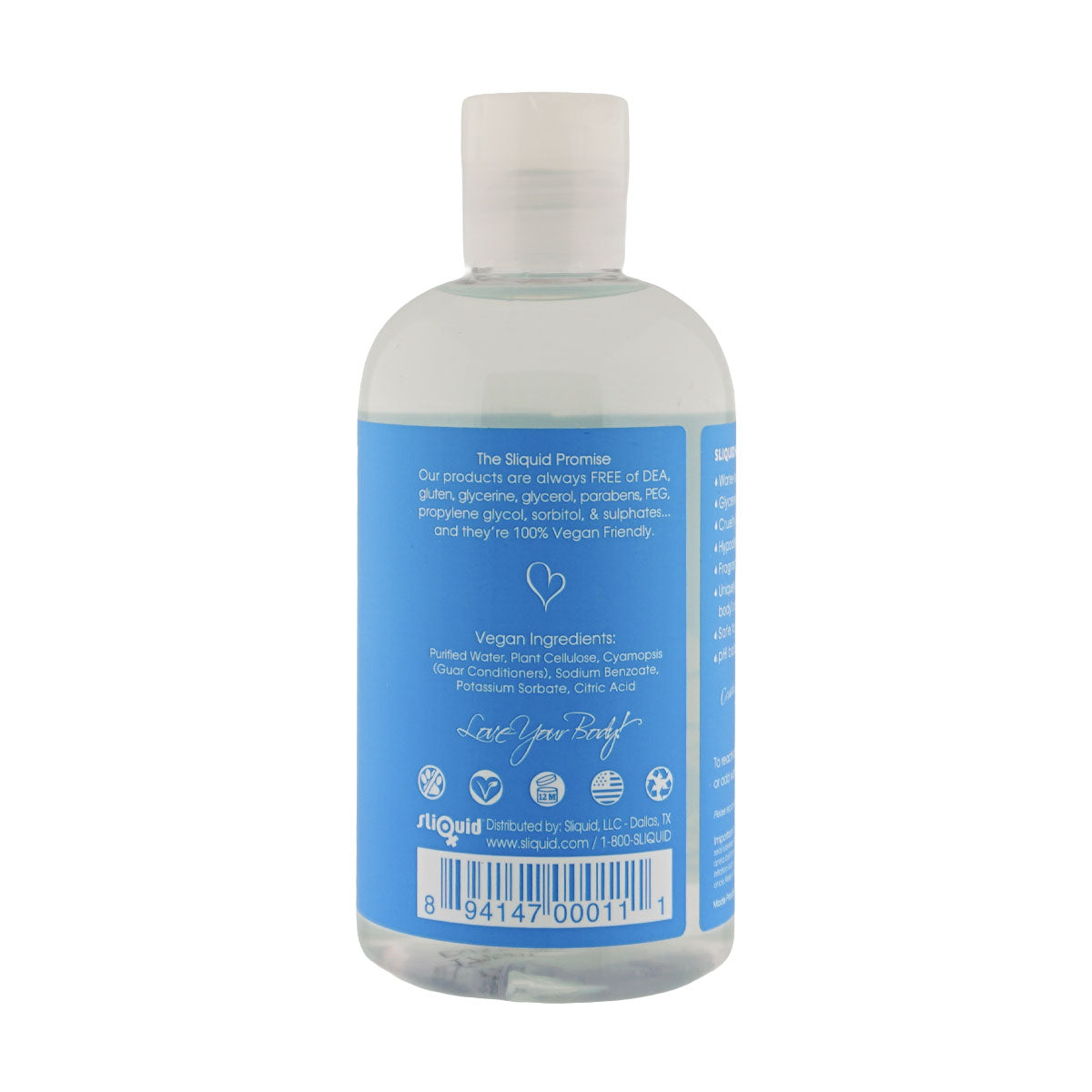 Sliquid Naturals H20 – Water-Based Vegan Friendly Lubricant 255ml > Lube > Water Based