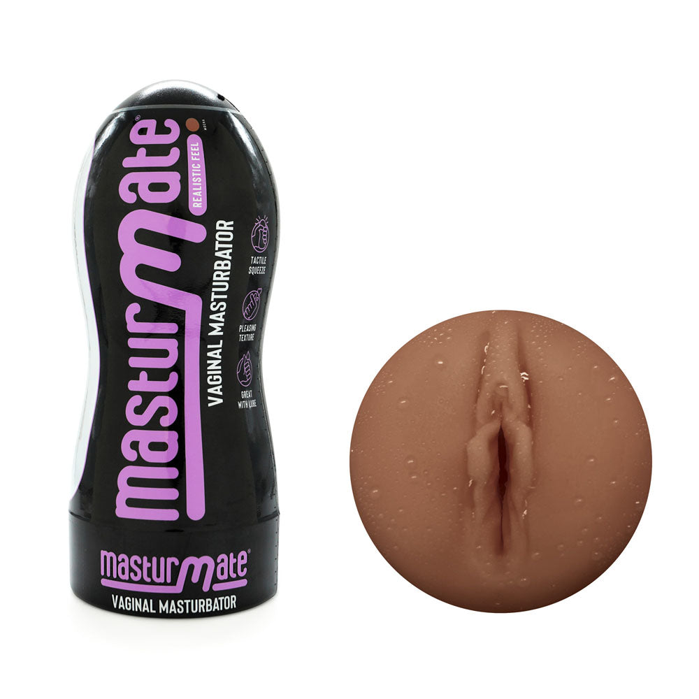 Masturmate Mocha Realistic Male Masturbator – Vaginal Stroker with Ergonomic Design Brown > Sex Toys For Men > Masturbators > Manual