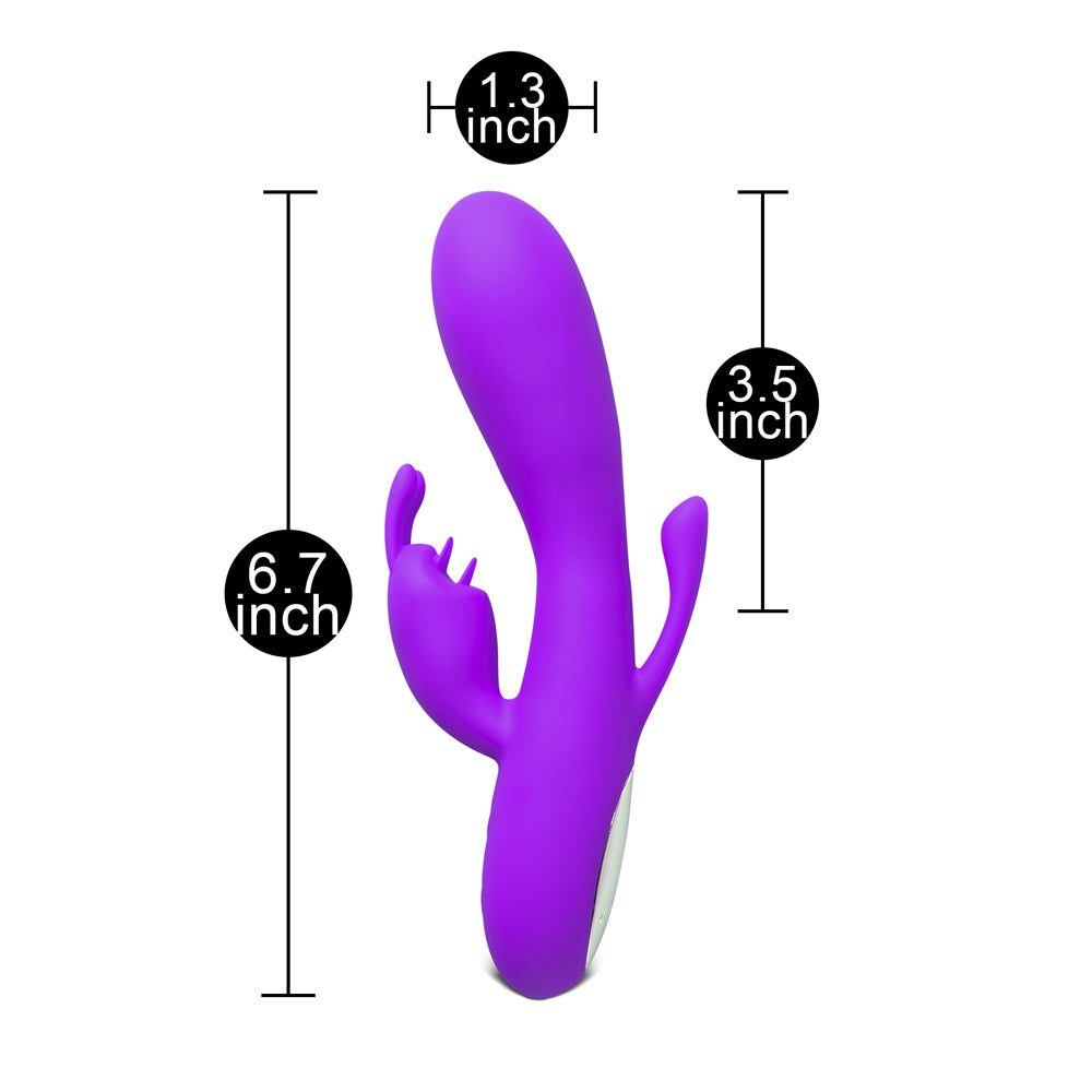Double Bunny 12 speed Silicone Vibe Purple VIBRATORS-RABBIT