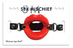 Sex & Mischief Silicone Lips Mouth Gag Adjustable Vegan Leather Strap 63.5 cm Mouth Gag Red > Bondage Gear > Gags and Bits